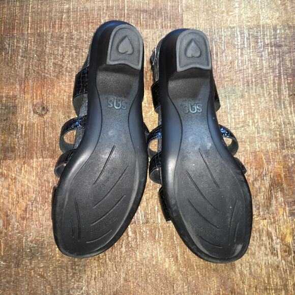 SAS Allegro Heel Strap Sandal Woman’s 9 N Narrow Black Croc Classic Heritage - Picture 9 of 9